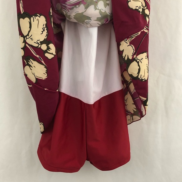 Cocopear Red Floral Cross Back Summer Swimwear M - Picture 9 of 11